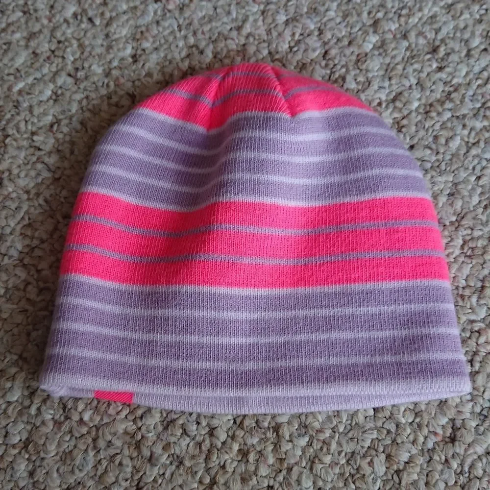 Under Armour Kids Striped Beanie - Pink and Purple size Youth